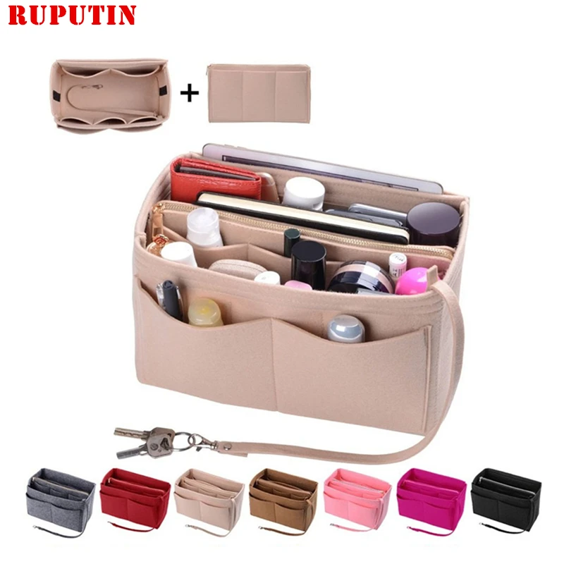 Insert-Bag Makeup-Organizer Storage Toiletry Felt-Cloth Multi-Functional Travel Womens
