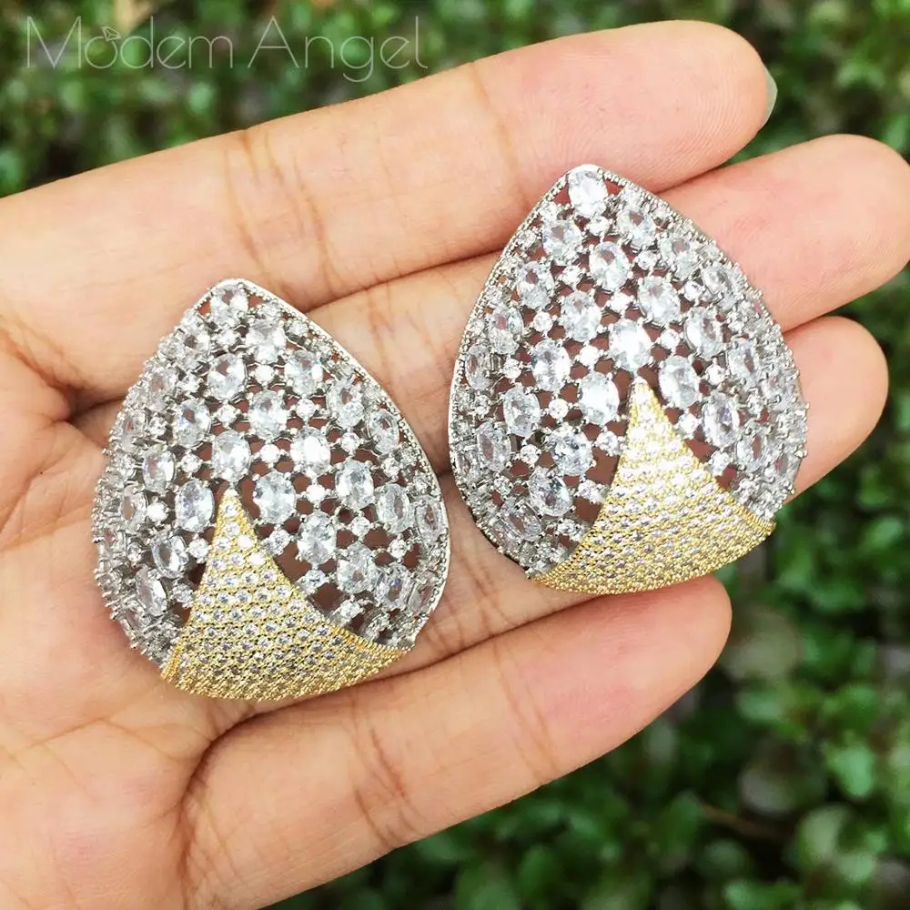 

ModemAngel Brand Wedding Jewelry Fashion High Quality Full Cubic Zirconia Stud Earrings for Women Crystal Party Jewelry