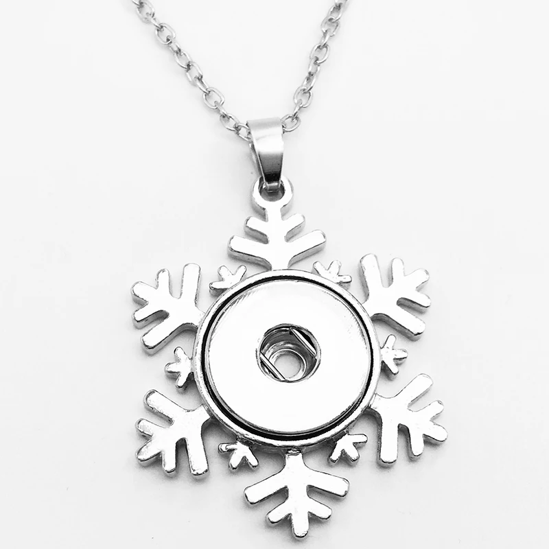 

New Christmas snowflake snap button Necklace ( fit 18mm 20mm) NR992