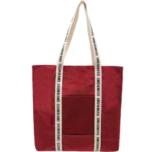 Новая Большая вместительная Женская Вельветовая сумка через плечо, Многоразовые Эко сумки для покупок, повседневная сумка-тоут, женская сумка Bolsas De Tela