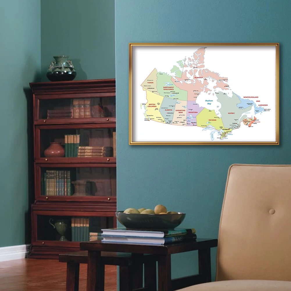 59*42cm The Canada Political Map In French Wall Art Poster Canvas Painting Travel School Supplies Living Room Home Decoration