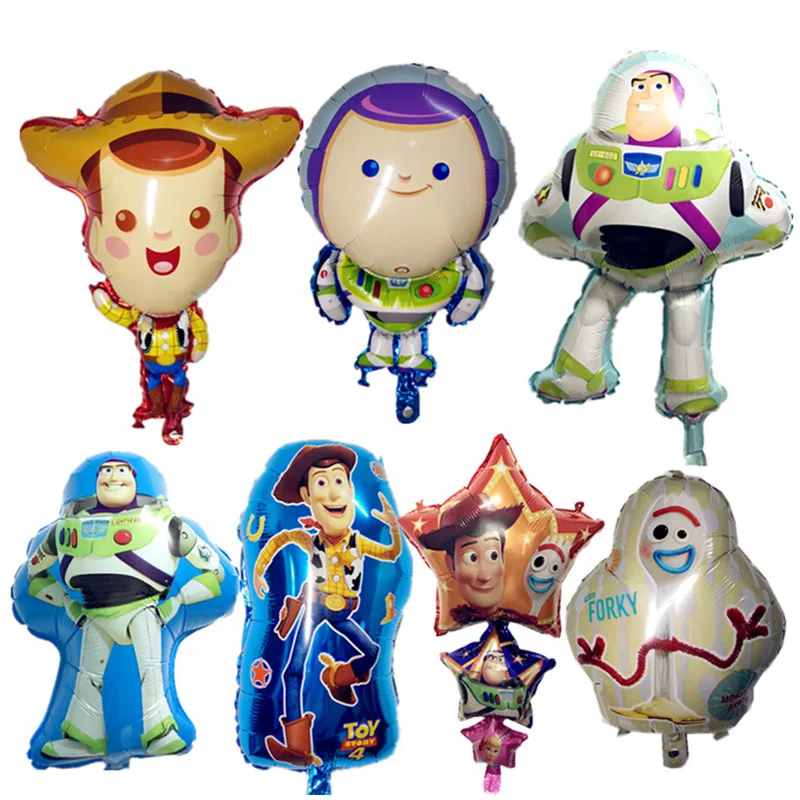 

Hot 2pcs toy ballon 18inch cartoon foil balloons woody Buzz Lightyear birthday party decorations kids party supplies stoys