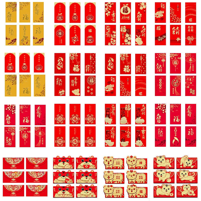 wrapping suppliesbubble wrap 6Pcs 2022 Year of the Tiger New Year Red Envelope Traditional Chinese Spring Festival Hongbao for Lucky Money wrapping paper bag
