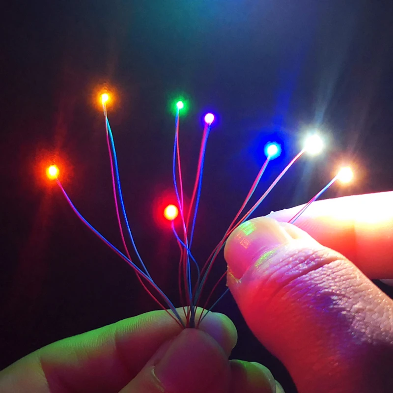 12V Pre wired 0603 SMD LEDs 8 Colors available 60cm connection wires hobby model kit railway 3