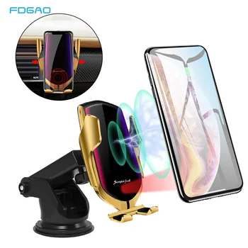 

10W Qi Automatic Clamping Car Wireless Charger For iPhone 11 X XS XR 8 Plus Huawei P30 Pro Infrared Induction Car Phone Holder