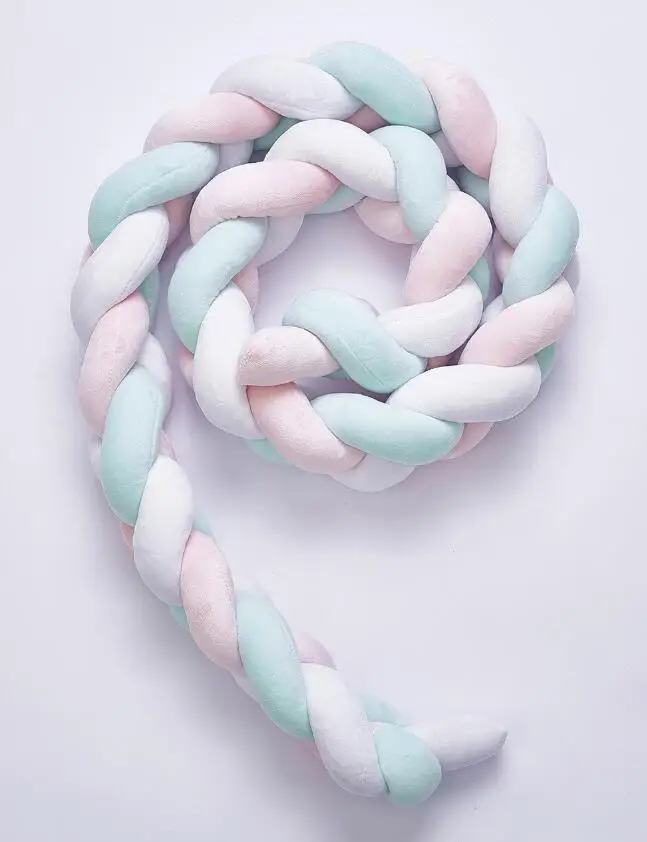 2m pink green white 2,2 м длина ребенок ручной работы noary узел новорожденный кровать бампер длинная завязанная коса подушка детская кровать бампер узел кроватка декор для детской комнаты - Цвет: 2m pink green white