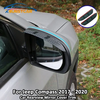 

Xburstcar Car Rear View Mirror Eyebrow Rain Visor Gear Shield Rearview Shade Cover Stickers for Jeep Compass 2017 - 2020 Parts
