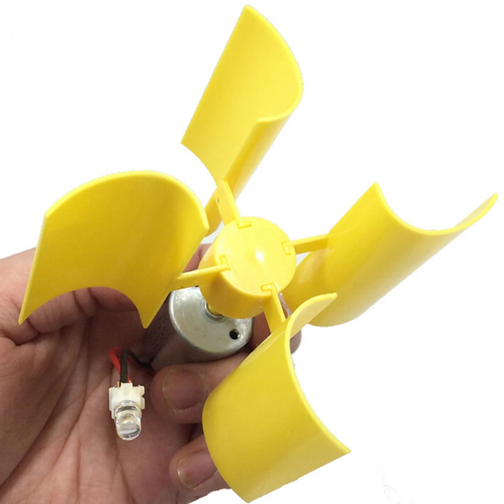 Yellow DC Micro Motor LED Lights Vertical Axis Wind Turbines Generator Blades