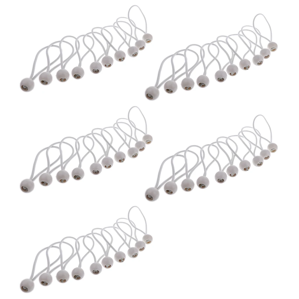 50pcs 162mm 5mm Heavy Duty Ball Bungee Cords Elastic Tie Ropes for Securing Canopy Tent Tarp