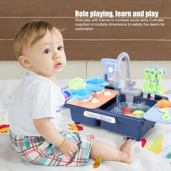 

Kitchen Toy Plastic Dish Wash Sink Set Children Simulation Pretend Role Play Housework Kit Early Educational Toys For Children