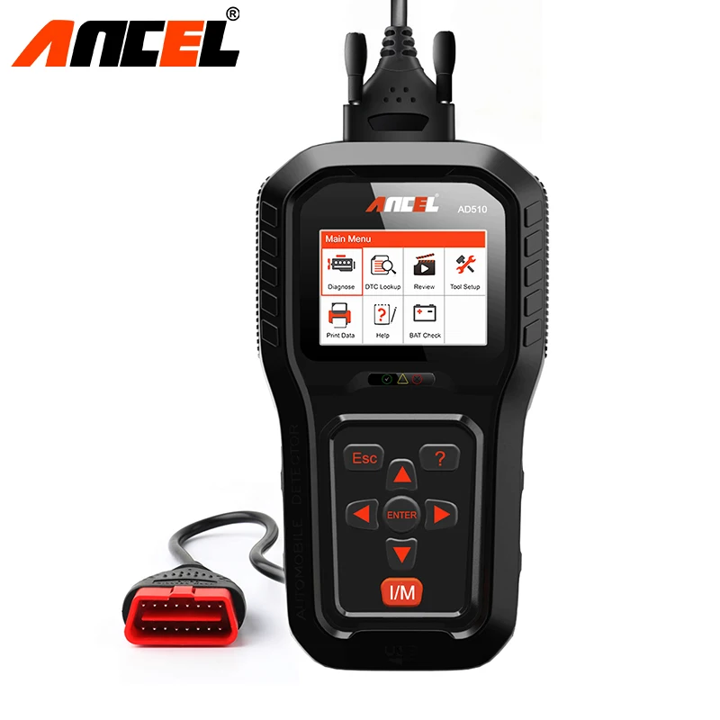 ANCEL AD510 Automotive OBD II Car Scanner Vehicle Engine Fault Code Reader Full OBD Modes Car Scan Tool with Battery Voltage Test Black 
