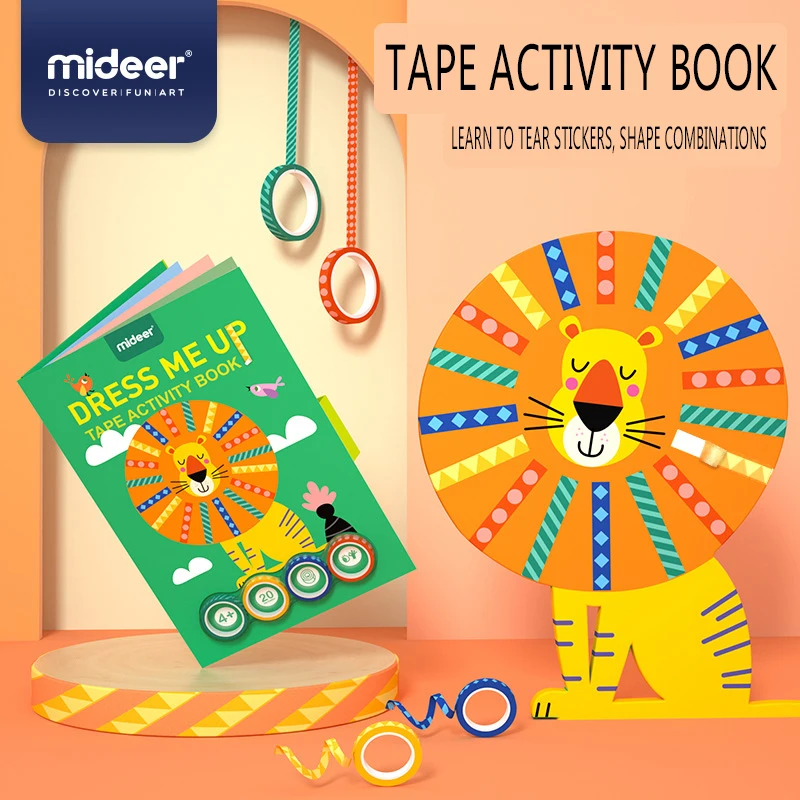 Mideer Diy Tape Activity Book Dress Me Up Children Sticker Toys Creative Art Decoration Diy Painting Toy Gift For Kids Baby 4y Stickers Aliexpress