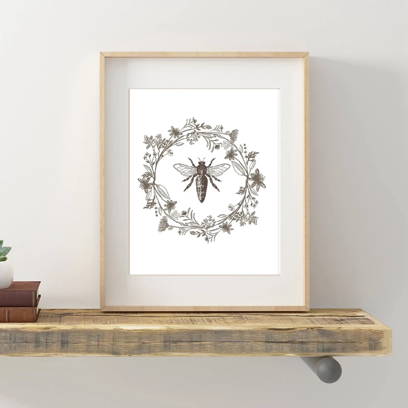 Reina Abeja Impresion Naturaleza Botanica Poster Granja Estilo Signo Hogar Pared Arte Decoracion Moderno Minimalismo Lienzo Pintura Cuadro De Pared Jamiiprime Store