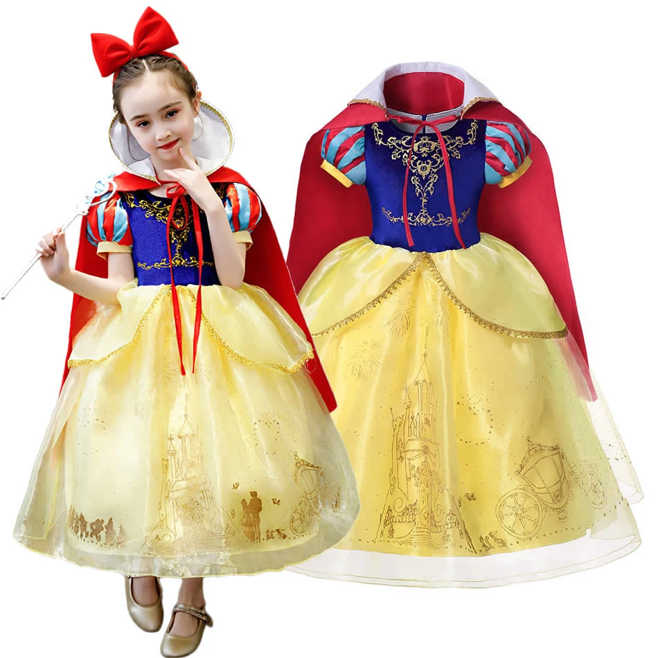 Muababy Disfraz Blancanieves De Princesa De Lujo Para Ninas Vestido De Fiesta En Capas Con Capa Ropa De Fantasia Para Halloween Vestidos Aliexpress