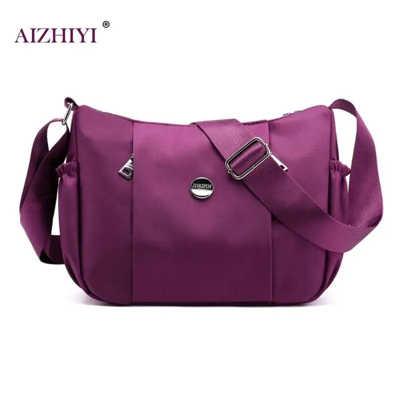 Женская простая нейлоновая Повседневная сумка-мессенджер через плечо, Женская одноцветная Большая вместительная сумка через плечо