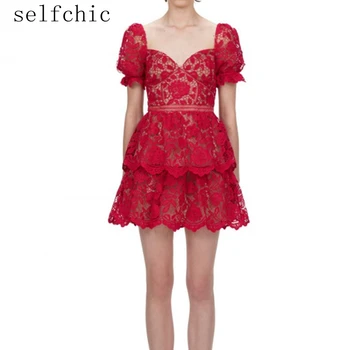 

2020 Summer Mini Dress Woman Red White Lace Dresses