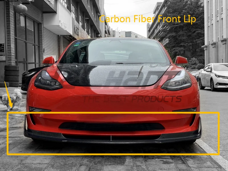 Настоящее углеродное волокно YC дизайн стиль передняя губа для- TESLA модель 3