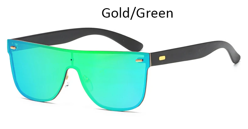 Gold Green Зеркальные очки для женщин, модные брендовые солнцезащитные очки без оправы для женщин, винтажные очки в ретро стиле, квадратные роскошные черные очки - Цвет линз: Gold Green