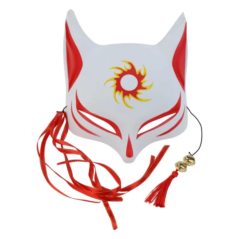 Кролик маска «кошка» рождественские маскарадные вечерние Чехлы подарок китайский стиль Половина лица маска с кисточками и колокольчиками для костюмированной вечеринки - Цвет: WD1219A1