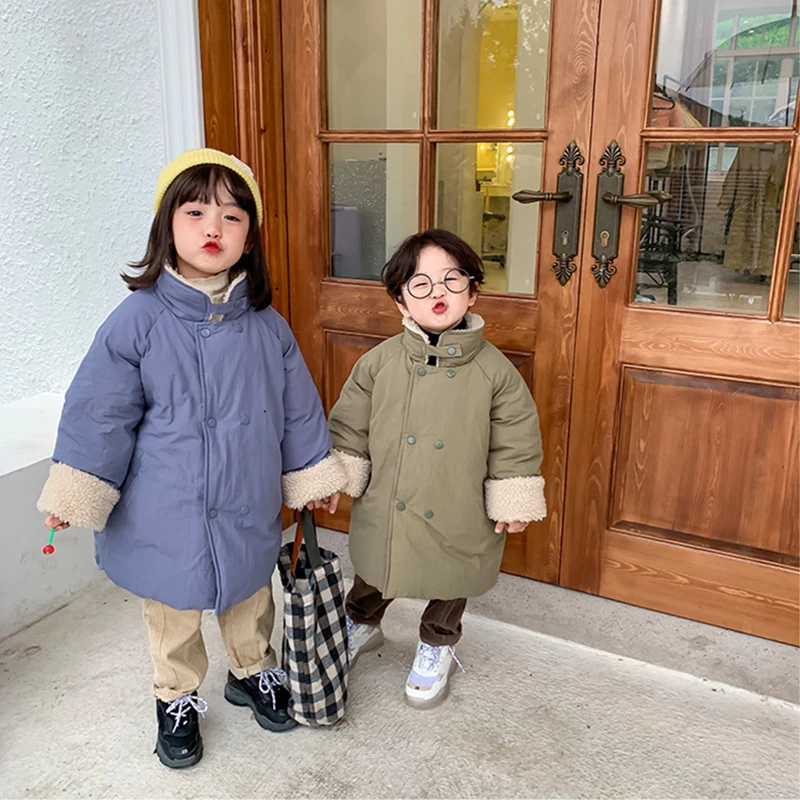 

Children Clothes Coats Children's Long Thick Lamb Cotton Coat Explosion Models Warm Outside Wearing Down Baby Cotton Jacketes