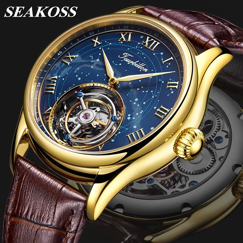 Original Seagull Tourbillon Men Watch Sapphire Starry sky Dial KOPECK