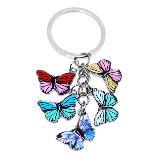 Styles Enamel Colorful Butterfly Pendant Keychain Insects Car Key Rings Women Bag Accessories Jewelry Christmas Xmas Gifts