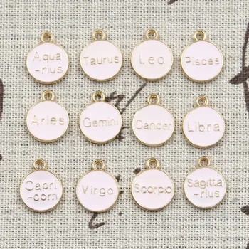 

Charms Zodiac Aquarius Aries Cancer Leo Libra Taurus Scorpio Vigro Gemini Pisces Pendants DIY KC Gold Color Pink Making Findings