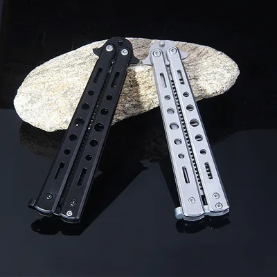 220mm 8 6 Stainless Steel Practice Dull Blade Flail Combat Fight Fold Mariposa Train Butterfly Balisong 1 220mm 8 6 Stainless Steel Practice Dull Blade Flail Combat Fight Fold Mariposa Train Butterfly Balisong 2