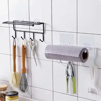 

4 Hos Metal Kitchen Tissue Storage Holder Towel Rack Ho Holder Bathroom Shelf Hanging no Drilling