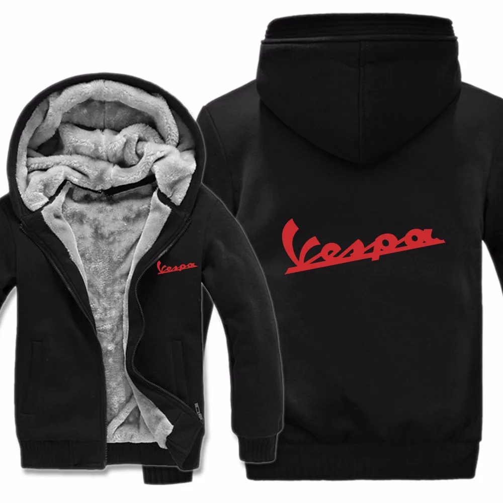 Vespa толстовки зимняя мужская куртка повседневная шерстяная подкладка флисовая Vespa скутер толстовки пуловер с капюшоном