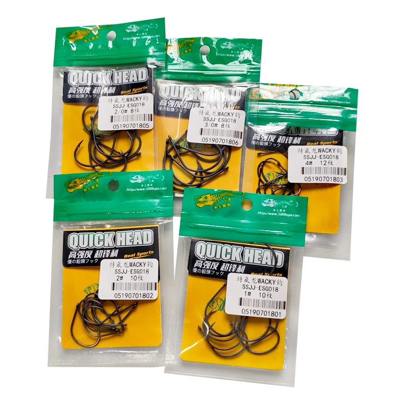 WATER SNIPER Fishing Wacky Hooks 10PCS High Carbon Steel Barbed Hook Drop Shot Wacky Rig For Bass Fishing Soft Worm Hook