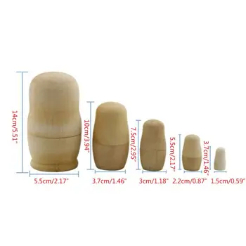 

5pcs Set Russian Nesting Dolls Wooden Matryoshka Doll Handmade Painted P31B