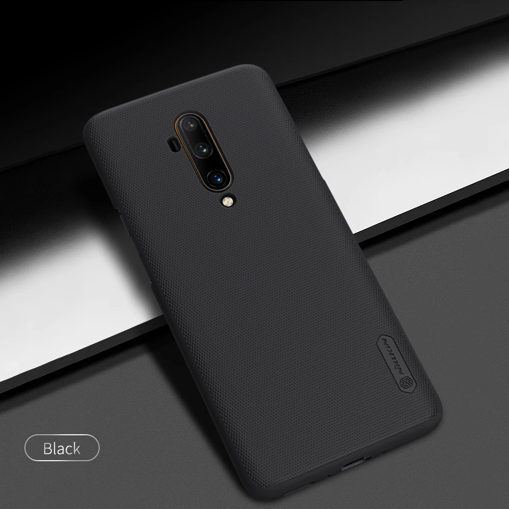 black Для Oneplus 7T Pro Чехол Nillkin Супер Матовый Щит Матовая жесткая задняя крышка из ПК против отпечатков пальцев Жесткий PC чехол для телефона крышка Capa - Цвет: black