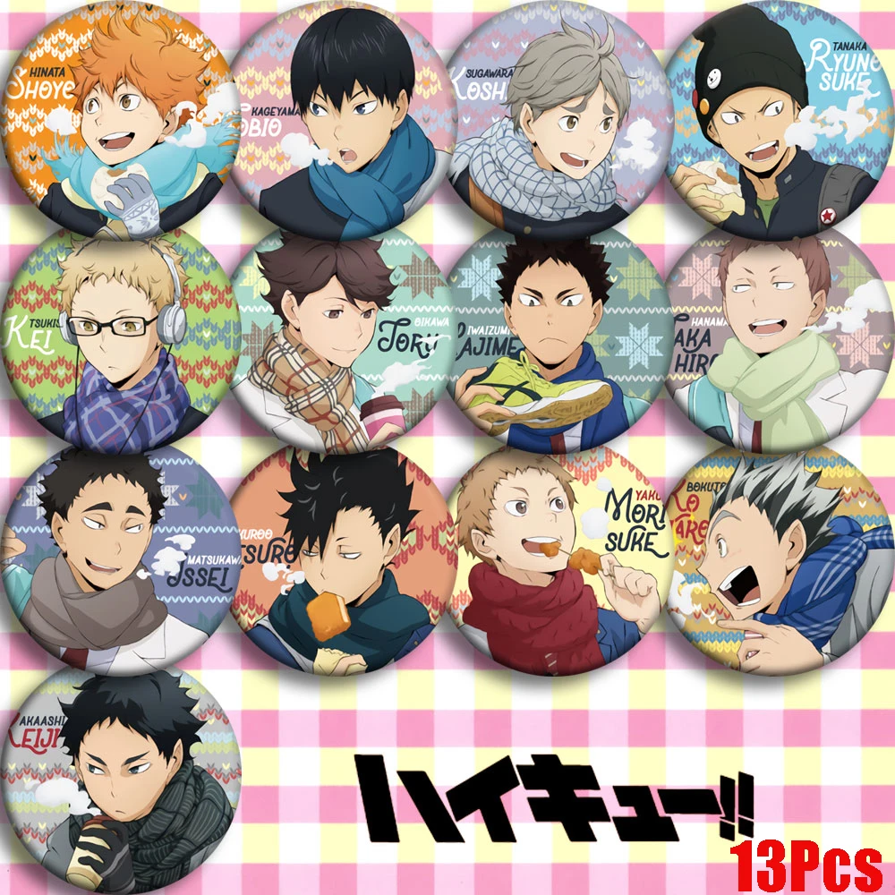 Japan-Anime-haikyuu-JOBIO-Cosplay-Badge-Cartoon-Collection-Bags-Badges-For-Backpacks-Button-Clothes-Brooch-Pins