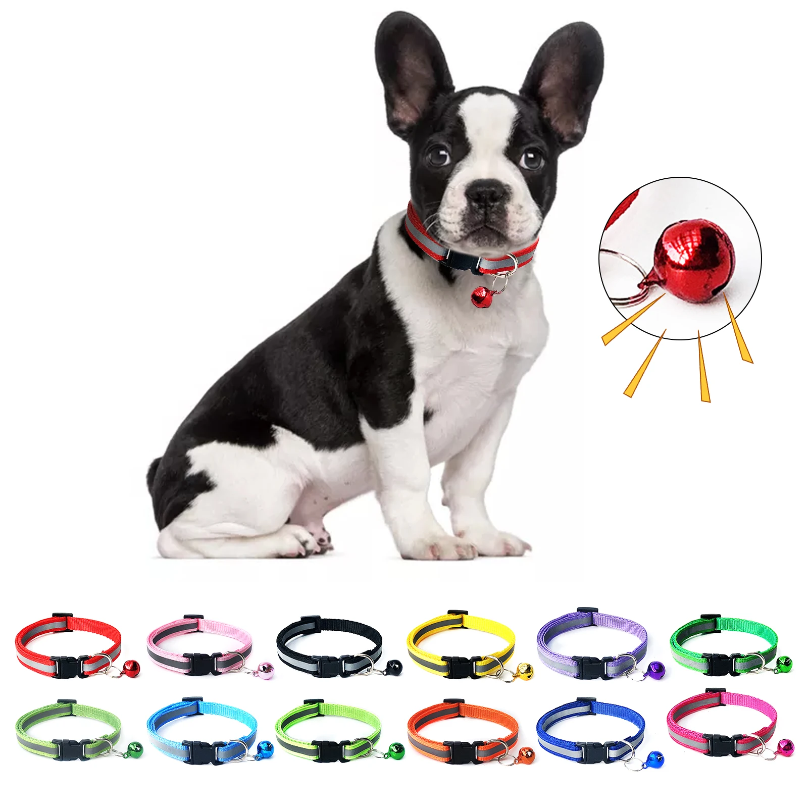

Pet Collar Reflective Pet Bell Collar Adjustable Size Suitable for Cats and Small Dogs Pet Supplies Basic Collars