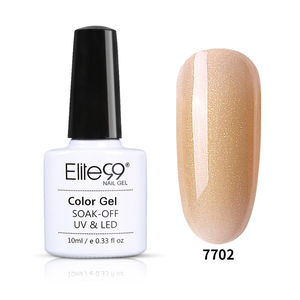 7702 Elite99 10ML Gold Dust Gel Polish Bling Glitter UV Gel Varnish Soak Off Shimmer Nail Primer Top Base Coat Nail Art Gel For Nail - Цвет: 7702