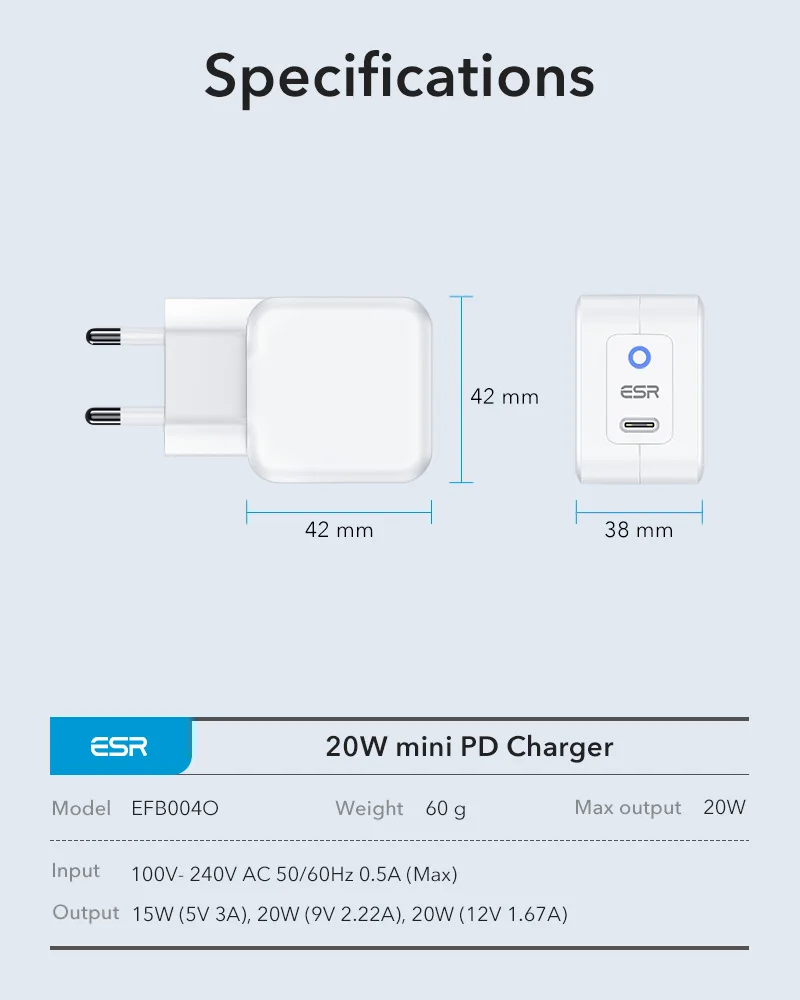 ESR 20W Mini PD Charger for iPhone 13 Pro Max 12 Mini for Samsung Note 20 S21 Ultra Light Fast Charging Adapter Charger Chargers 65 watt charger mobile