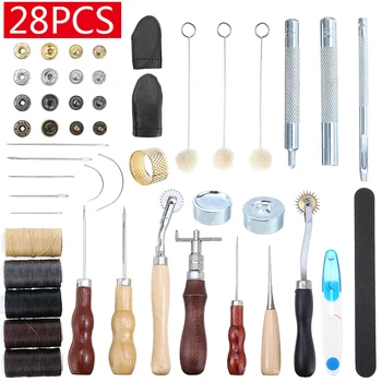 

1 Set Leather Sewing Tools Hand Stitching Sewing Thread Carving Awl Thimble DIY Handicraft Tool Accessories