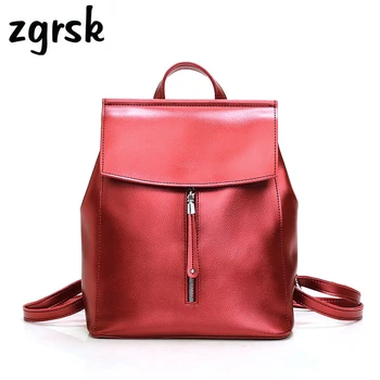 

Female Backpack Adjustable Strap Famous Brand Solid Zipper Pu Leather Preppy Style School Bags For Teenagers Mochilas Plecak