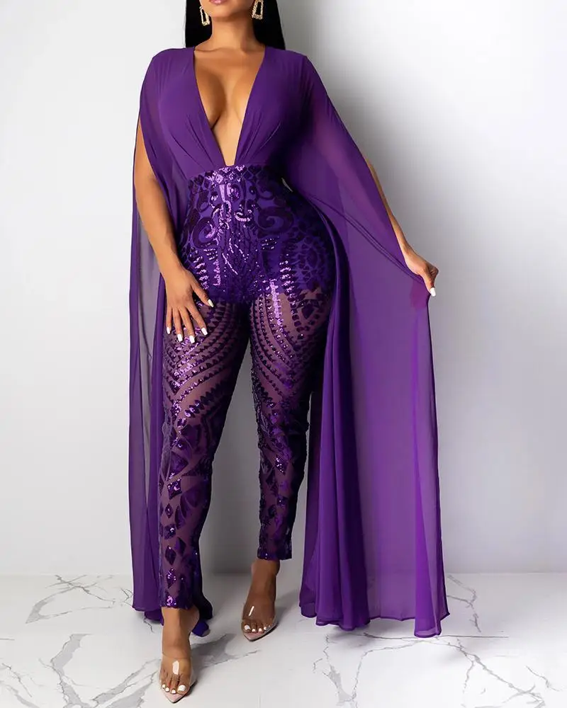 Sparkly purple jumpsuit Clearance