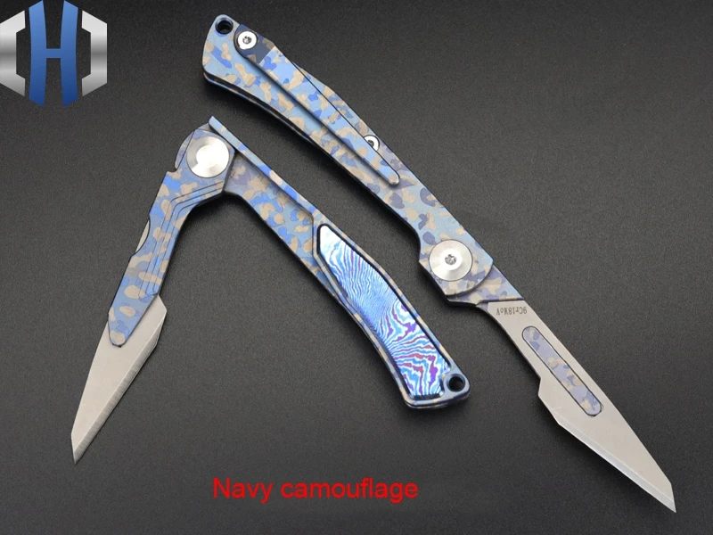 Титановый складной карманный нож для скальпеля многоцветной портативный складной нож для повседневного использования скальпель - Цвет: Navy camouflage
