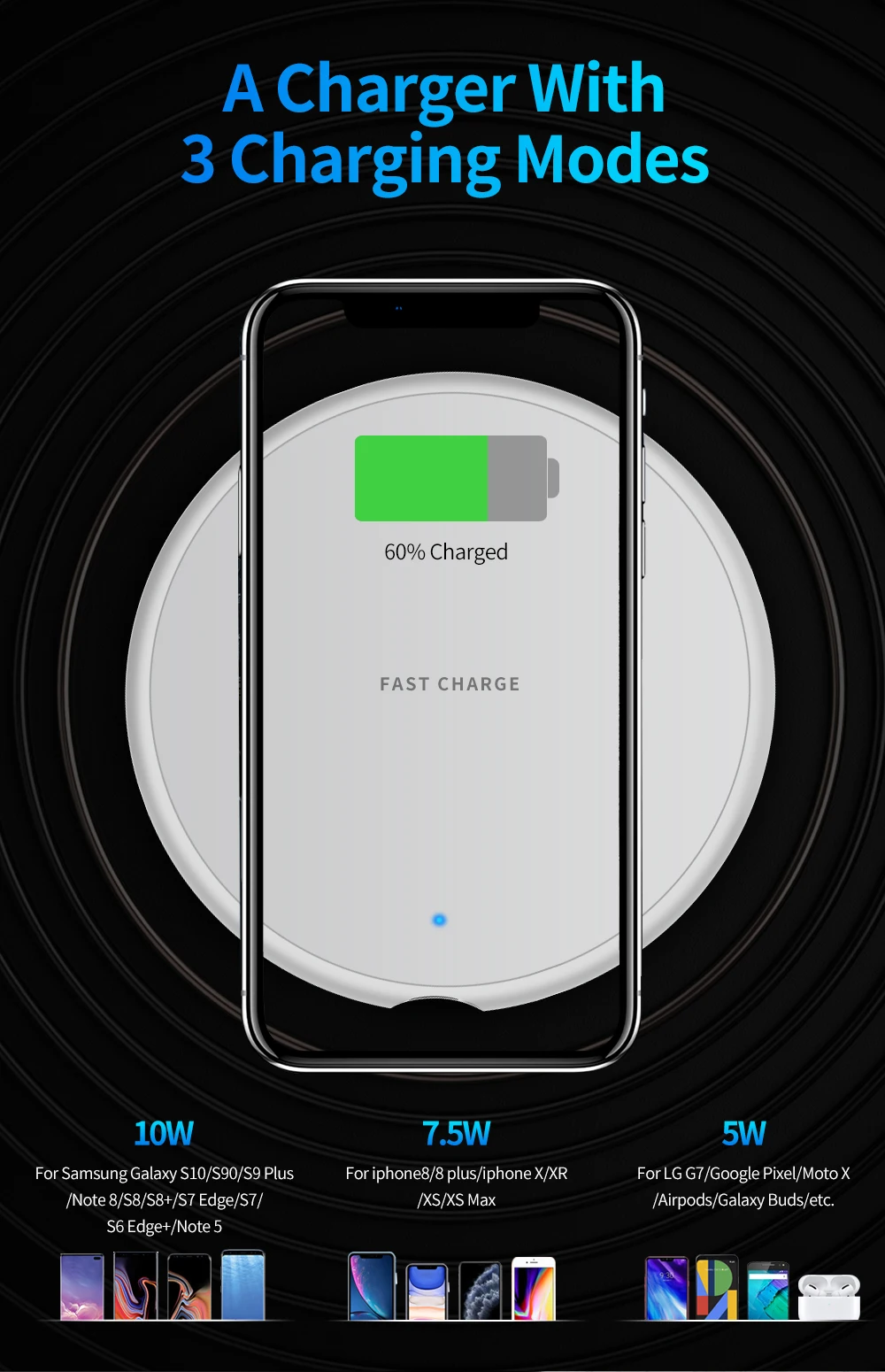 Беспроводное зарядное устройство Olaf для Xiaomi Mi Note 10, беспроводное зарядное устройство для iPhone 11 Pro MAX X 8 Plus, samsung S10 S9 Plus
