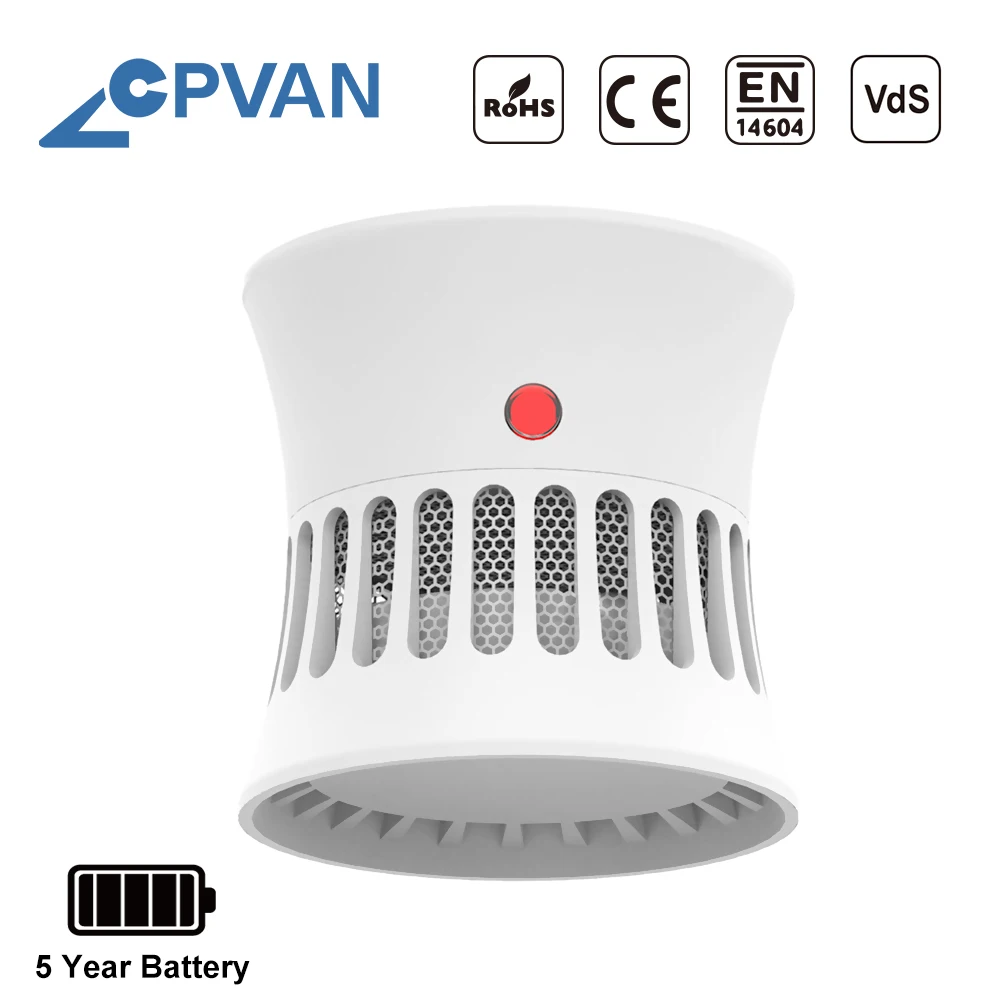 CPVAN-sistema de seguridad para el hogar, Detector de humo con alarma de incendios, 5 años de batería, certificado CE EN14604 85dB, Sensor de humo, protección contra incendios