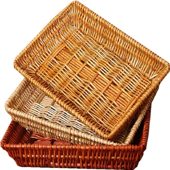 

Wicker System Willow Weaving Rattan storage box basket for Fruit Bread Vegetables Handmade Desktop Decoration Home Decoration