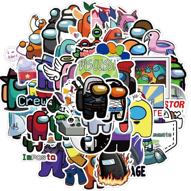 

50pcs/pack Hot sale Game Among Us Graffiti Stickers For Notebook Motorcycle Skateboard Computer Mobile Phone Decal Cartoon Toy