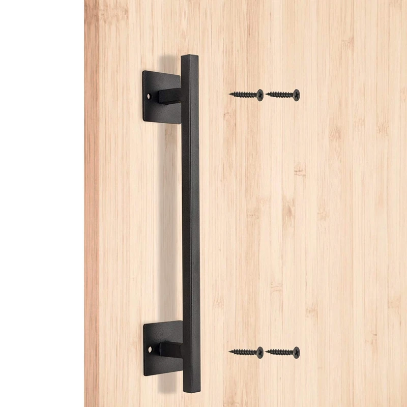 

12inch Heavy Duty Steel Black Square Sliding Door Pull Handle for Sliding Barn Door Gates Garages Sheds Furniture