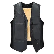 

Men Vest Leather Waistcoat Men Motorcycle Vest Coat 2021 New Warm Autumn Sleeveless Jacket Velvet Solid Clothing for Daily Wear