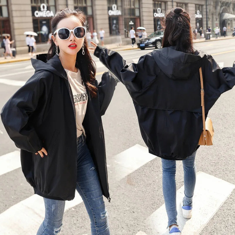 

Large Size Trench Coat Women's 200 Spring And Autumn New Style 2020 Korean-style Loose-Fit Sister Long Sleeve Hooded Coat