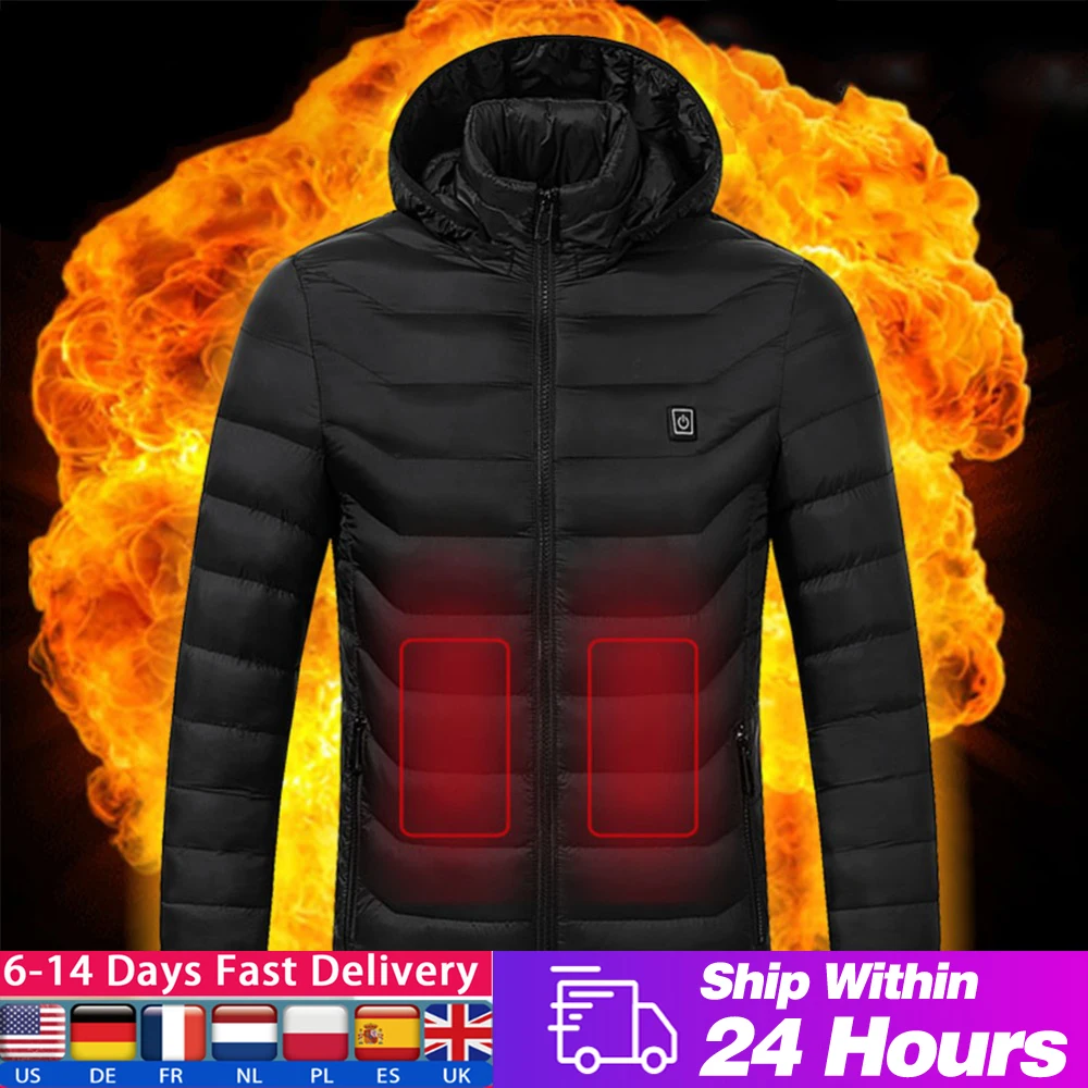 Electric Heated Jackets Outdoor Vest Coat USB Long Sleeves Heating Hooded Warm Winter Thermal Clothing | Спорт и развлечения