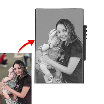 

Thin Business Card Case Credit Card Holder Metal Bank Check Sleeve Special Mother's Day Gift Personalized Photo